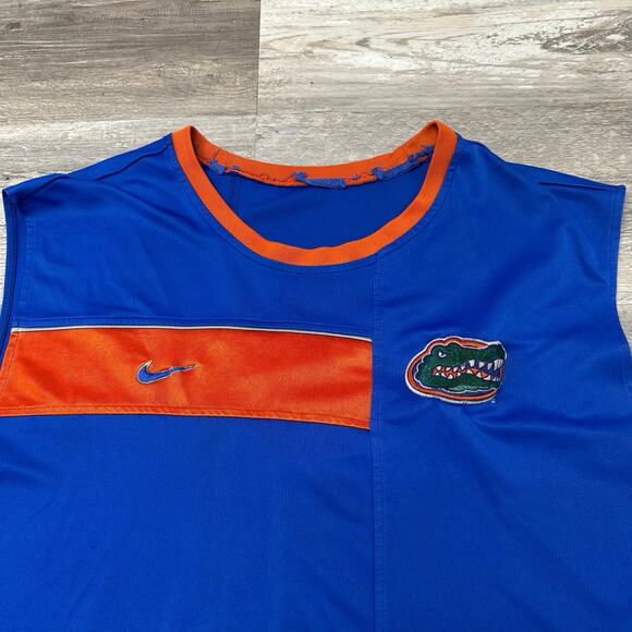 Nike Elite Florida Gators Blue Orange Mens 2XL Sleeveless Swoosh Jersey 2000s - Picture 2 of 12